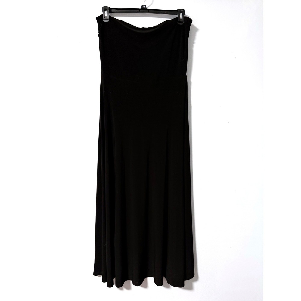 Norma Kamali Black Strapless Maxi Dress XL/42 Stretch Jersey A-Line Tube Dress
